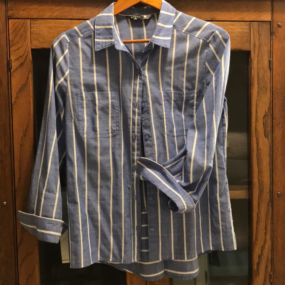 Riders blue/white blouse